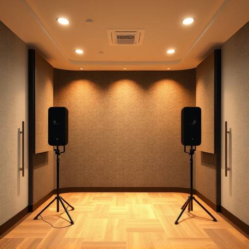 Interior view of a soundproof vocal booth.
